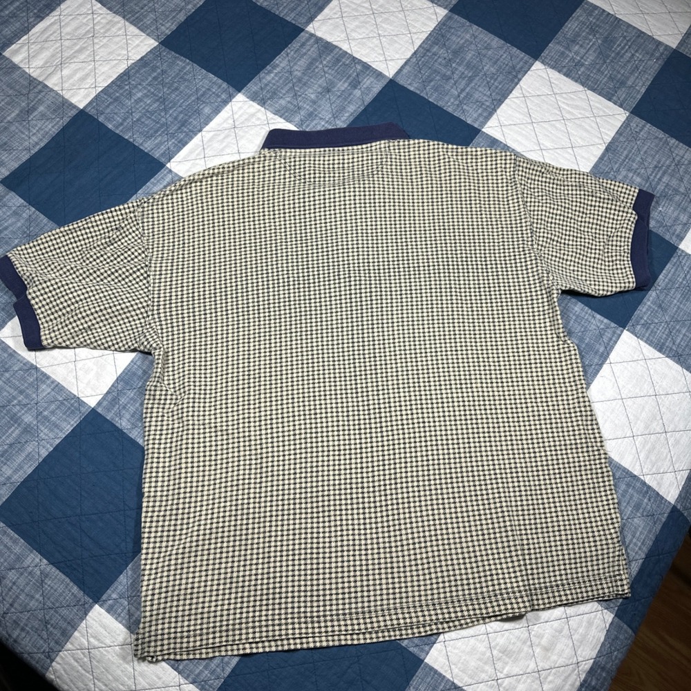 Vintage Arizona Jean Company Houndstooth Polo Shirt Mens Large Short Sleeve Navy - Picture 8 of 8